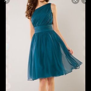 Donna Morgan Dark Teal Rhea size 4 One Shoulder Dress